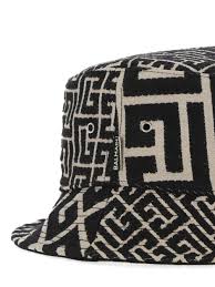 Balmain Hat With Print Ivory/Black