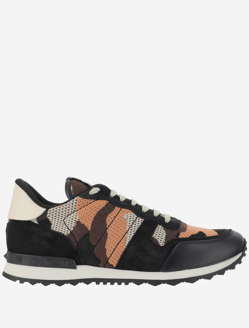 Valentino Embroidered Fabric Rockrunner Camouflage Sneakers