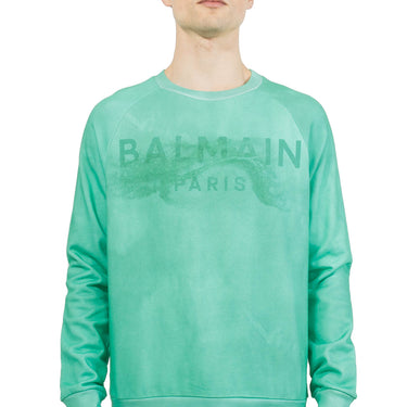 Balmain Logo Printed Crewneck Sweatshirt Green/Emerald Green