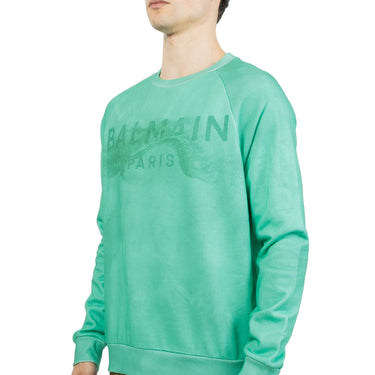 Balmain Logo Printed Crewneck Sweatshirt Green/Emerald Green