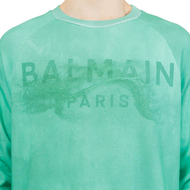 Balmain Logo Printed Crewneck Sweatshirt Green/Emerald Green