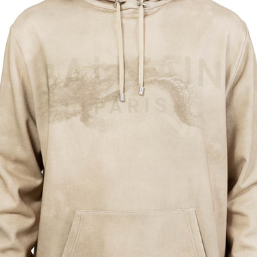 Balmain Hoodie In Eco-Responsible Cotton With Balmain Paris Desert Logo Print Molt/San