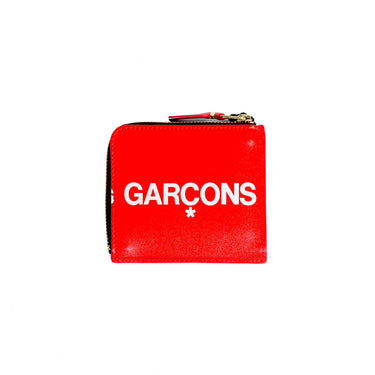 Comme Des Garcons Wallet Huge Logo Zip Wallet Red